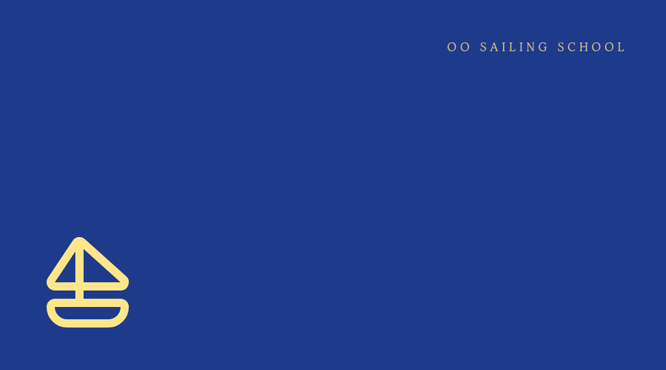 OO세일링스쿨 · 강해원 (수석 강사 · 요트 코치) — 교육 · 요트 세일링 스쿨 (네이비 쉐브론 반면) 뒷면 명함 디자인